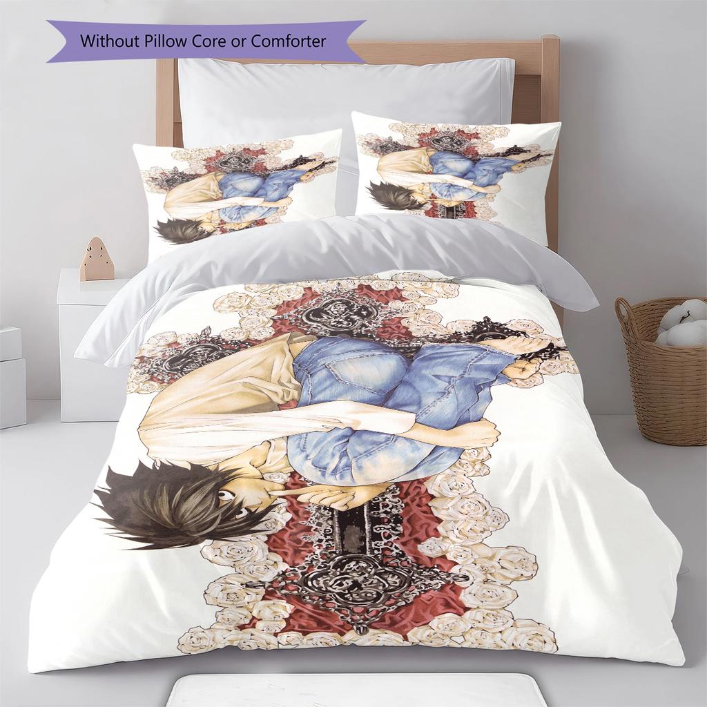 Cartoon Pattern Bedding Quilt Set Quilt Cover Pillowcase Home Decoration Birthday Gift (1 * Duvet Cover + 2 * Pillowcase, Without Core)