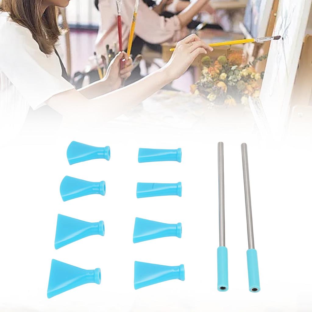 2Pcs Stainless Steel Straw 8Pcs Blow Nozzles Set Multifunctional Acrylic Pouring Paint Supplies