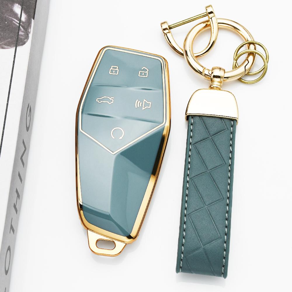 Gold Edge Tpu For Mg One Tpu Car Key Case Cover Keyless Holder For Roewe Shell Fob Keychain Accessories