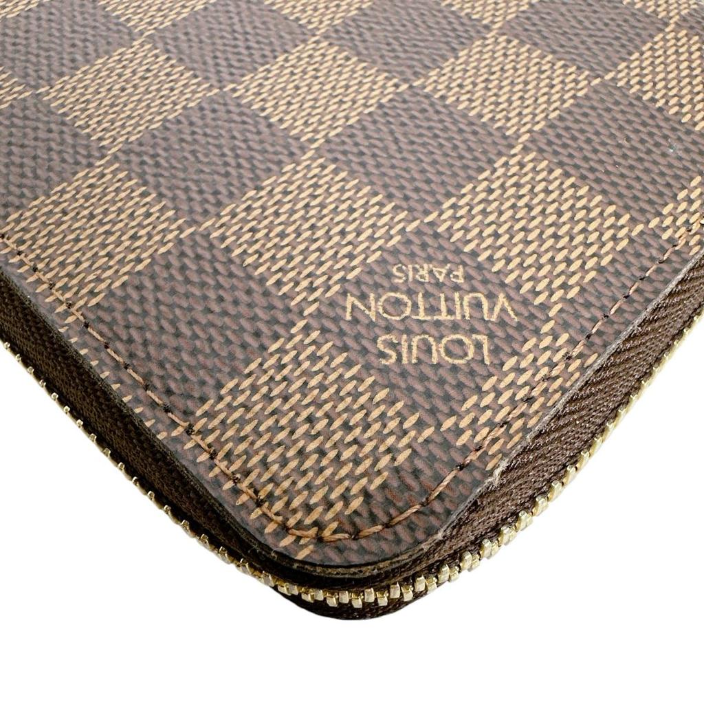 Louis Vuitton Damier Zippy Wallet N60015 Long Wallet Purse Zip Around Ebene Used