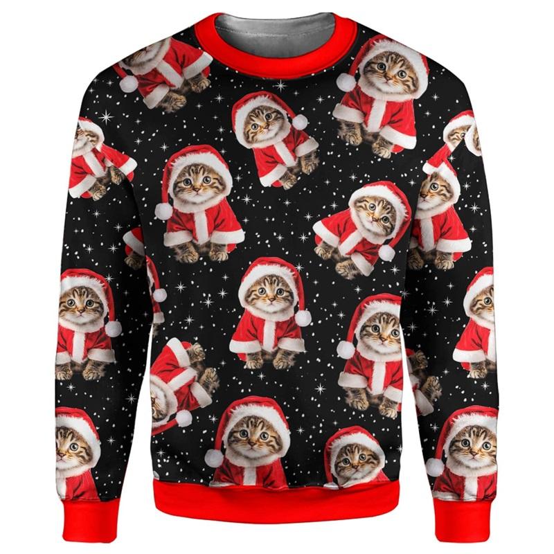 3d Print Santa Claus Playing Hockey Graphic Sweatshirts Men's Merry Christmas Crew Neck Pullover Sweater New In Xmas Hoodie