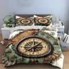 Vintage Compass and Map Bedding Set Bedding Set (1 Duvet Cover, 2 Pillowcases, Duvet Not Included)