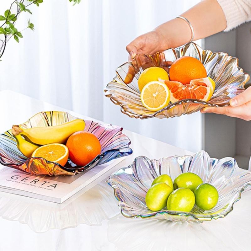 Sunflowers Pattern Glass Serving Tray With Multiple Color Great For Displaying Snacks Fruits And Dessert At Gatherings