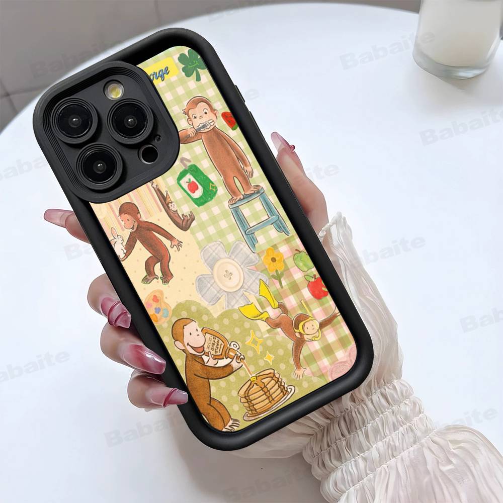 Lovely Cartoon C-Curious Georges Phone Case For iPhone 17 16 15 14 13 12 11 Pro Max 16E Plus INS Soft Cover