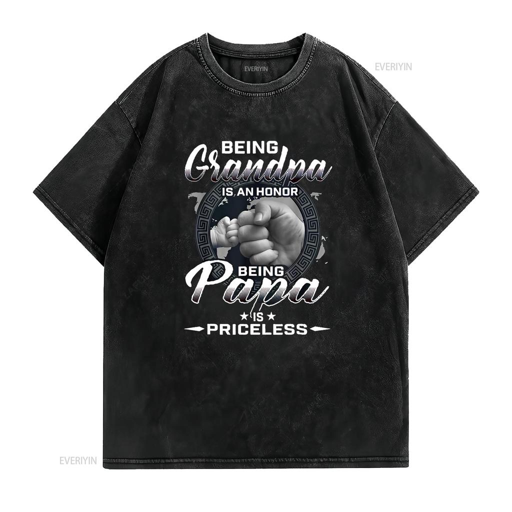 Being Grandpa is an Honor Papa Priceless Father T Shirt vintage Washed Versatile Casual homme Unisex Soft graphic