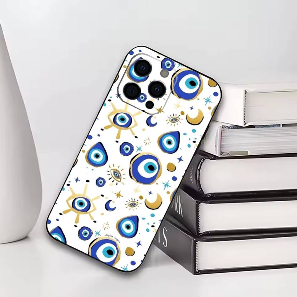 

Evil Eye Hamsa Hand Aesthetic Phone Case For iPhone17,16,15,14,13,12,11 Plus,Pro Soft Silicone Black Cover iPhone12PRO