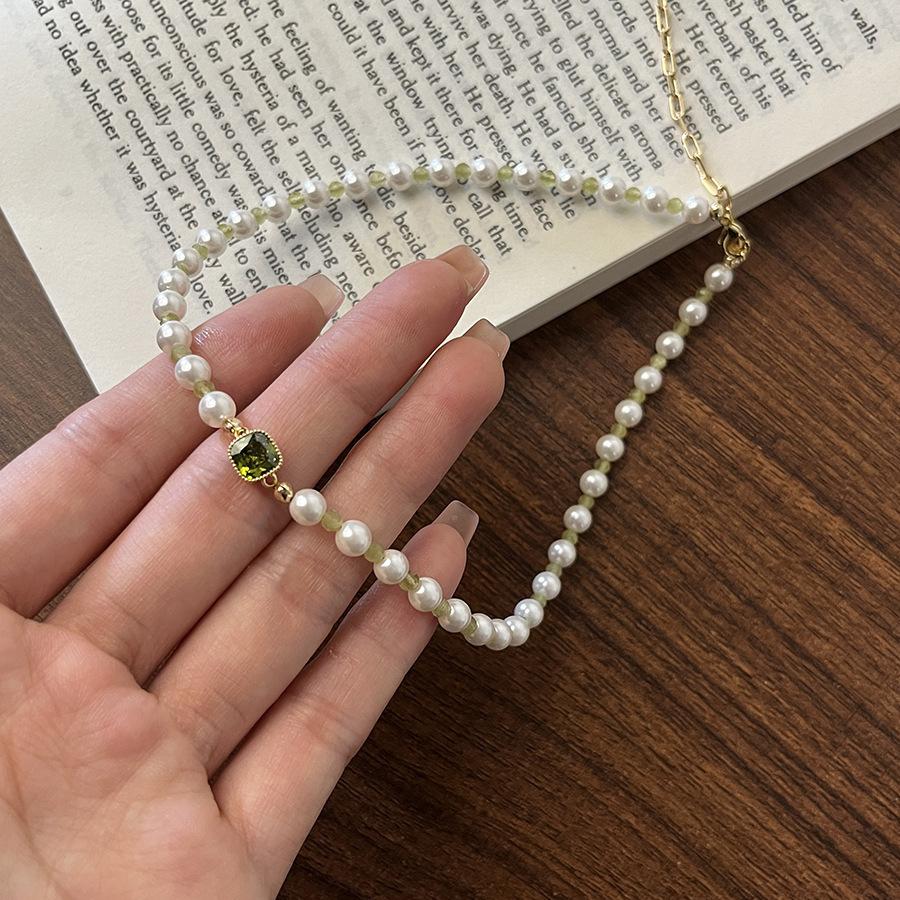 Luxurious Crystal Cold Brew Sweet Girl Pearl Necklace Versatile Fairy-Like Adjustable Collarbone Chain