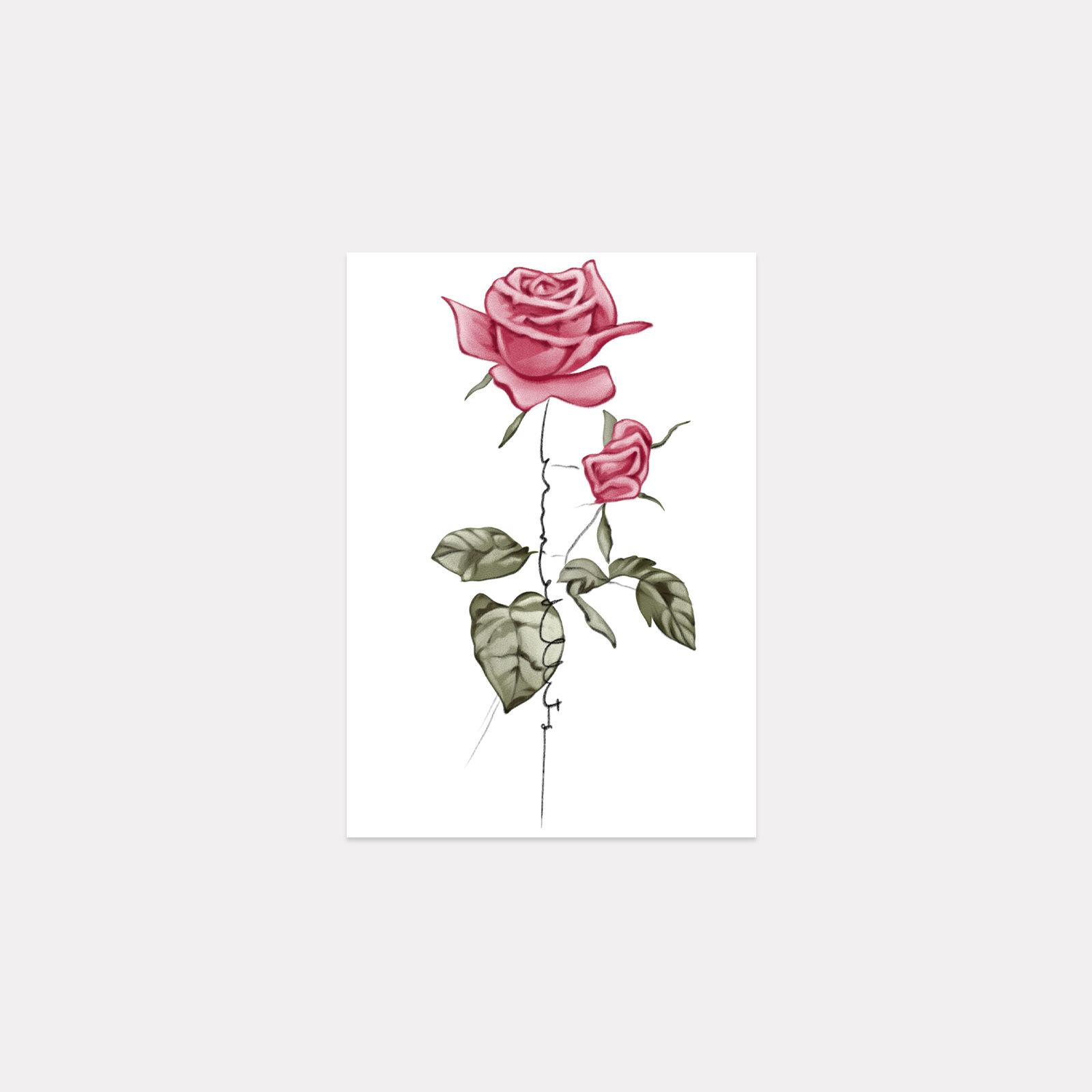 Tattoo Stickers Premium Niche Sexy Simple Flame Rose Arm Tattoo Stickers 7*10