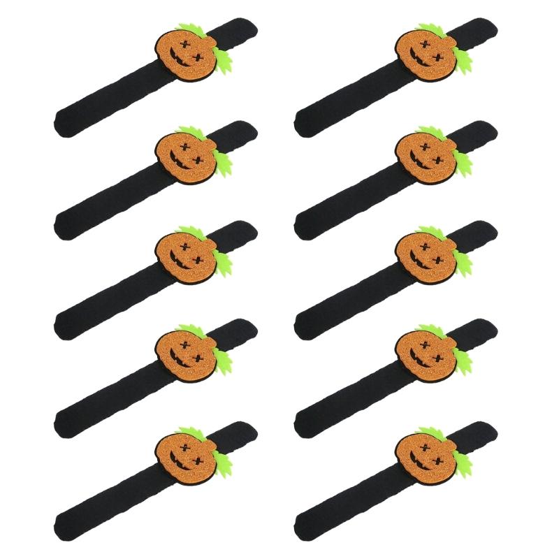 Holiday Wrist Accessories Set of 10 Slap Bracelets for Group Guests, Seasonal Wristbands for Class Parties and Family Plans