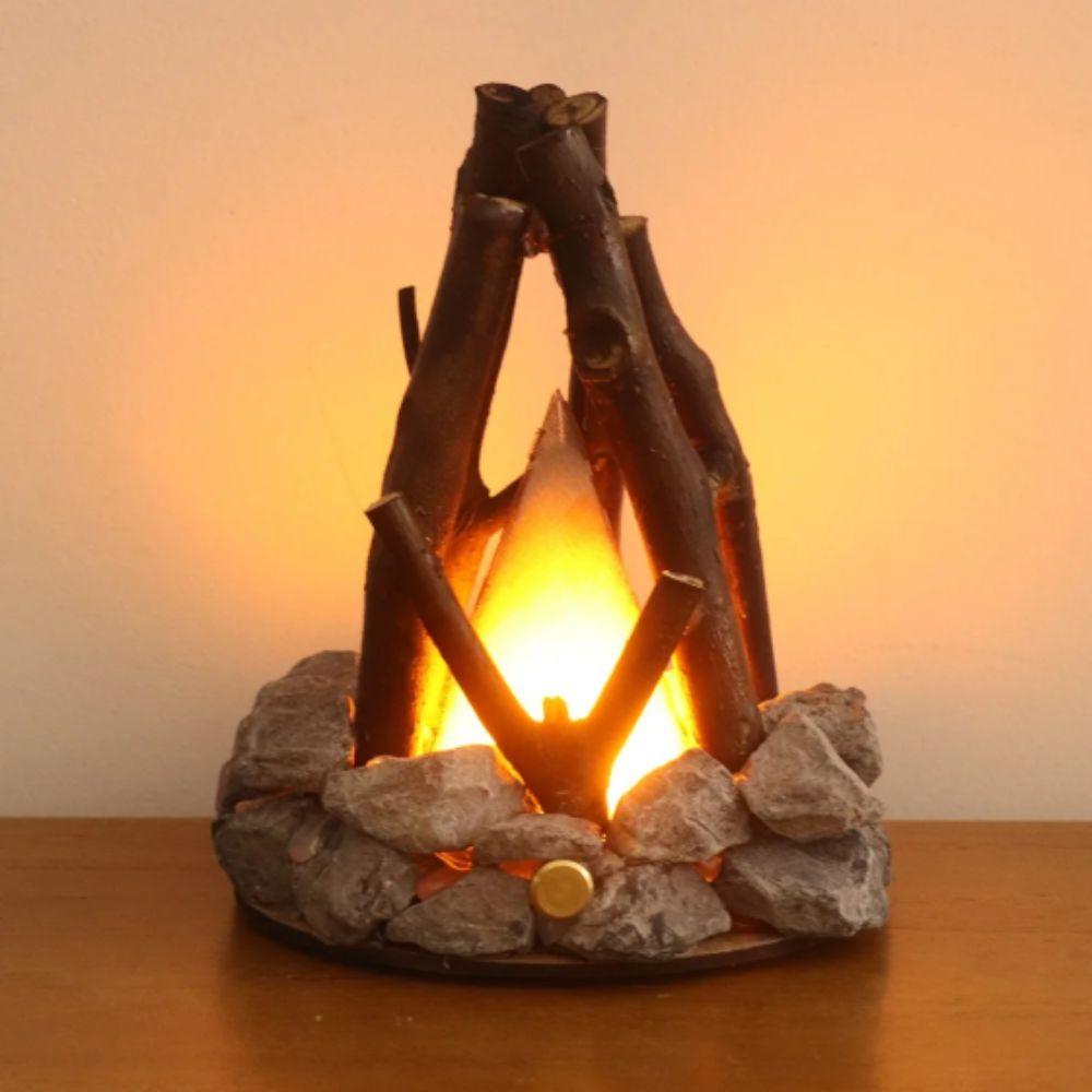 3D Flame Effect LED Bonfire Night Light Branch Shape Handmade Design Three-dimensional Desktop Decoration Glowing Effect
