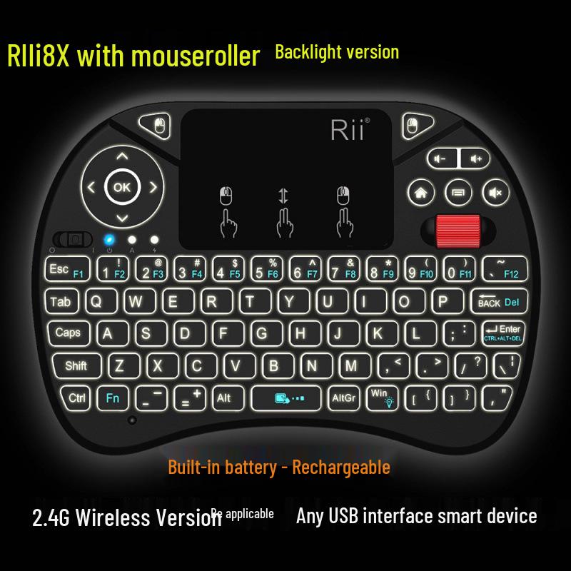 Compact Wireless Backlit Keyboard and Air Mouse - Orange Banana Pie Compatible