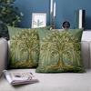 1 Pieces Green Pillows With Golden Tree Pattern Decor Polyester pillowcase, sofa decorative cushion cov Headboard Pillow