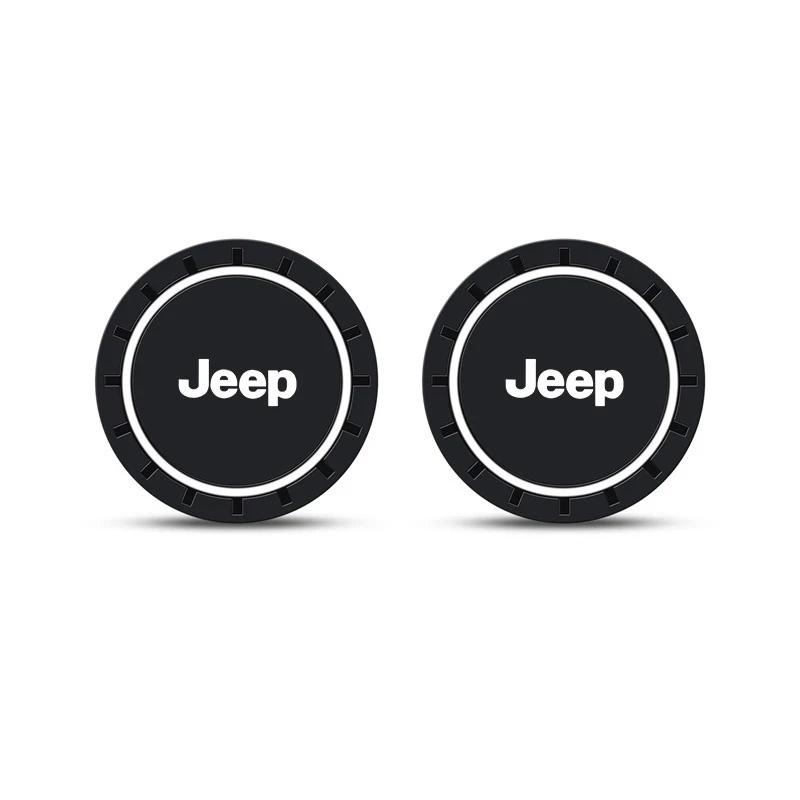 2Pcs Dustproof Anti-Slip Car Water Bottle Holder Pad Silicone Coaster for Jeep Renegade Wrangler JK Grand Cherokee Accessories ALN1