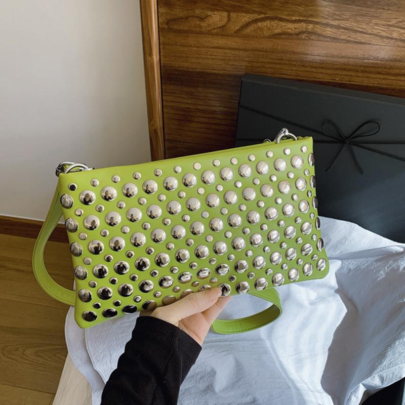 Retro Small Rivets PU Leather Shoulder Bag for Women Punk Style Handbags and Purses Females Crossbody Bags