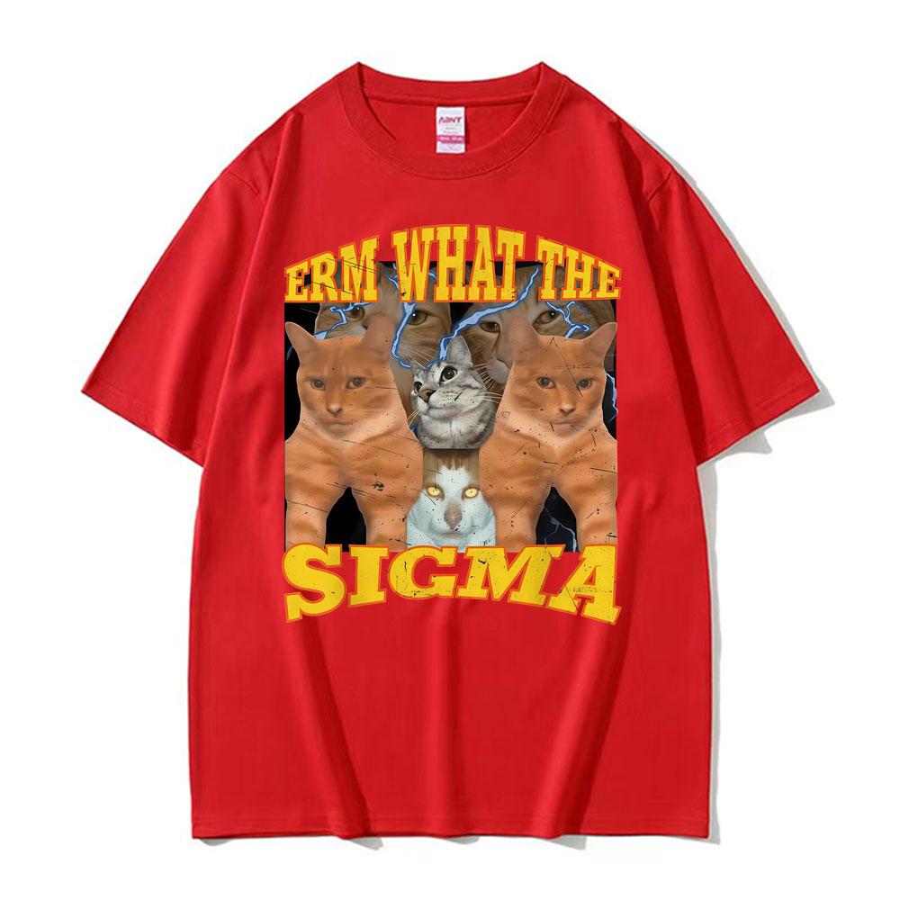 Erm What The Sigma Cat Meme Graphic T Shirt Unisex s Clothes Fashion Vintage 100% Cotton T-shirts Unisex Summer Oversized Tee Shirt 4XL