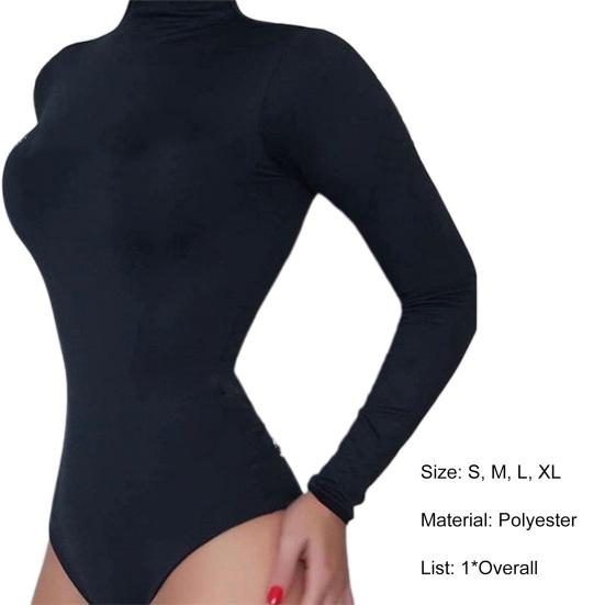 Women Bodysuit Solid Color Turtleneck Sexy Hip Wrap Stretchy One-Piece Underwear for Yoga