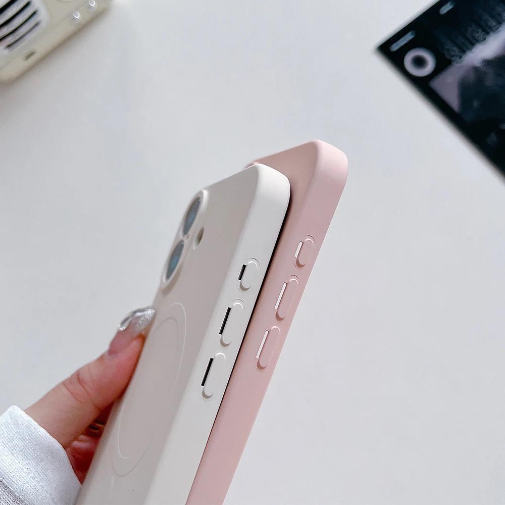 Titanium Gray Liquid silicon magnetic charging case for iPhone 16 15 14 13 12 11 Pro Max Plus full shockproof magsafe phone case