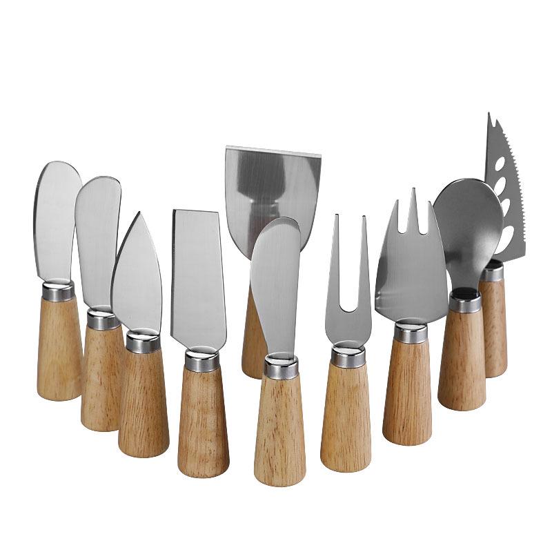 Auf Lager Gummiholzgriff Standfestes Edelstahl Käse- und Buttermesser-Set