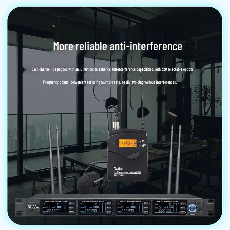 Runpu RP-SU34L Wireless 4-Channel Lavalier Microphone System (CN Version)
