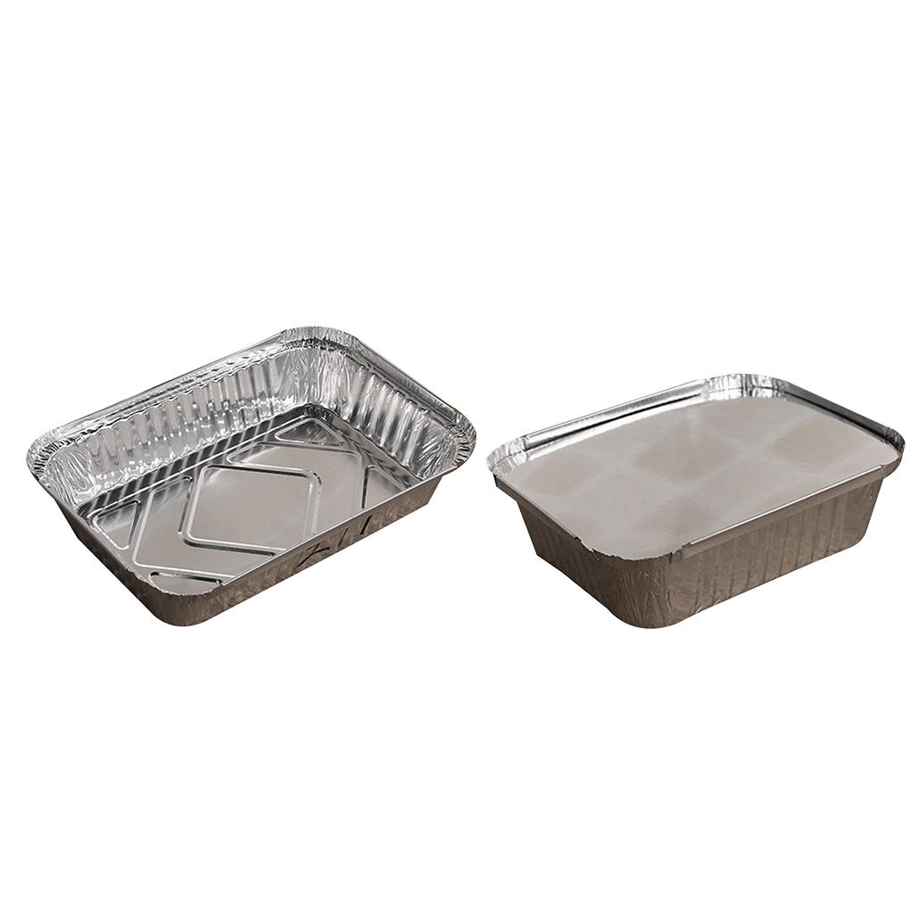 Pack of 10 Aluminum Foil Pans Kitchen Supplies Take-out Containers Food Container Baking Plate Stackable Single-use Pan