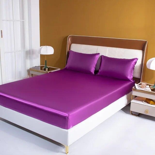 Satin Sheet With Elastic Belt Replacement Fitted Sheet European Mattress Cover/140/160/200/Double Sheet No Pillowcase