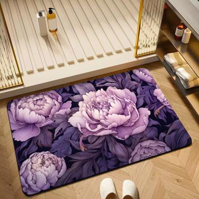 Tapete de Chão Visual de Flor 3D Macio Absorvente de Lama Diatomácea Tapete de Porta Antiderrapante Tapetes de Banho para Banheira Banheiro Cozinha