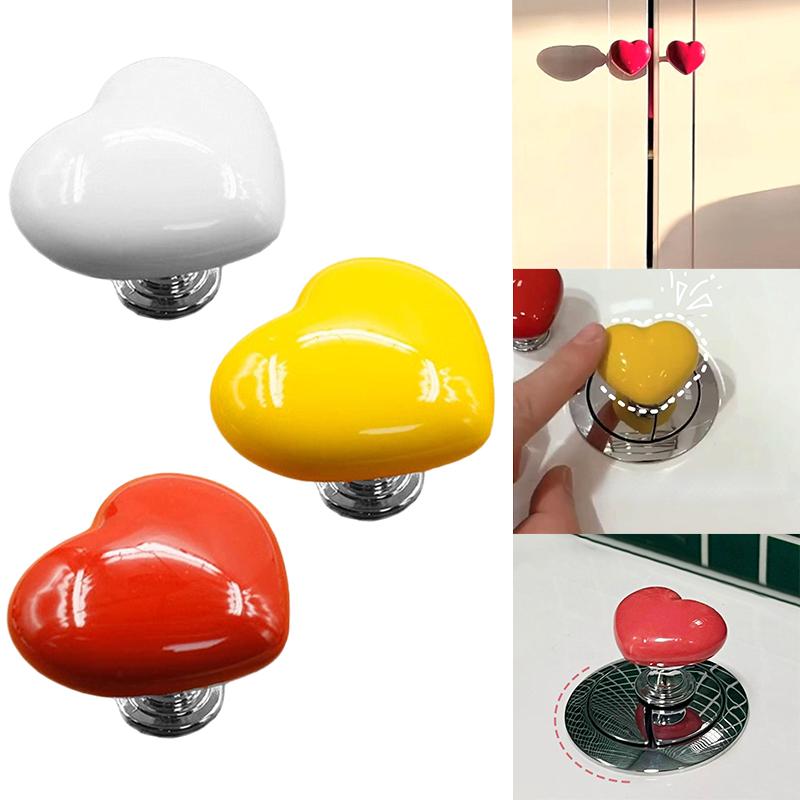 1/2Pcs Colorful Heart Shaped Toilet Press Button Water Tank Push Switch Nail Art Assistant Cabinet Door Drawer Handle