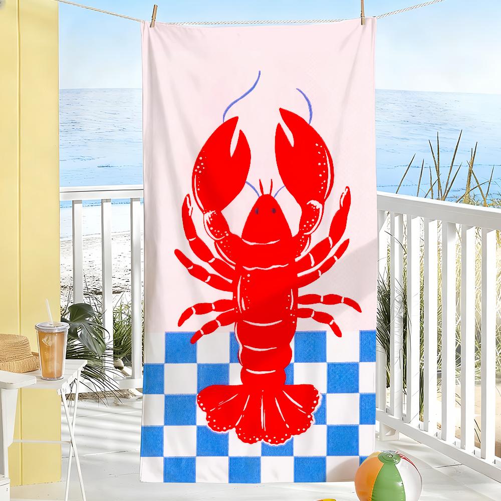 

Lobster Guest Blue Red Striped Towel Soft Pool Gift For Travel Gym Shower Camping Quick Dry Sports Large Beach Towels W30*H60(CM)