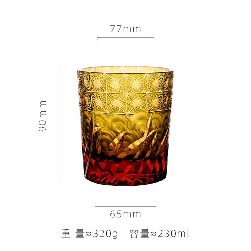 Japanese Hand Carved Edo Kiriko Crystal Glass Whiskey Cup For Men Collectible Barware