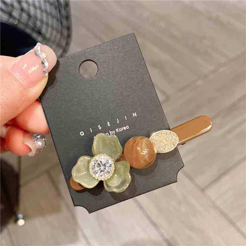 Korean Floral Rhinestone Pearl Hair Clip for Women