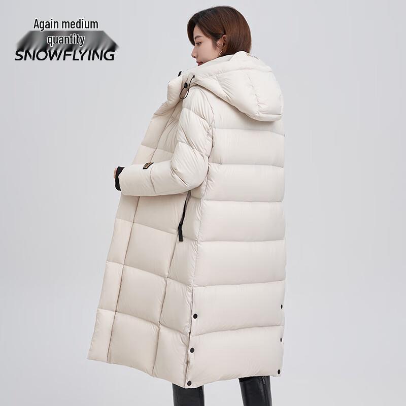 Schnee Fliegende Obsidian Serie Unisex Kapuzen-Daunenmantel lang