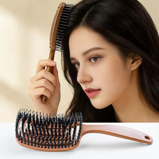 Boar Bristles Vented Paddle Brush Scalp Massage Hair Comb with Long Handle Blow