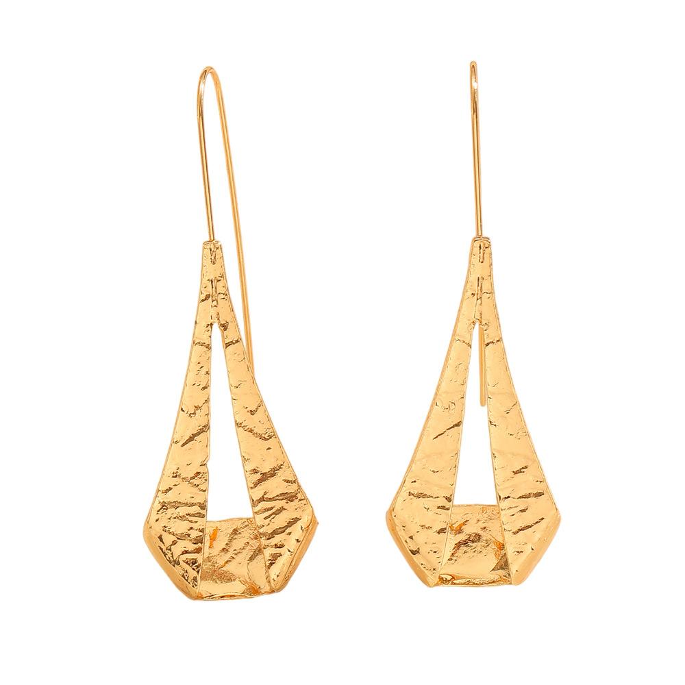2026 Fashion Simple Geometric Irregular Distortion Earrings Personality Hollow Metal Exaggerated Ear Hook Earrings Wholesale