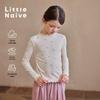 Little Naive Girls' Ruffle-Trim Stand Collar Long Sleeve Tee