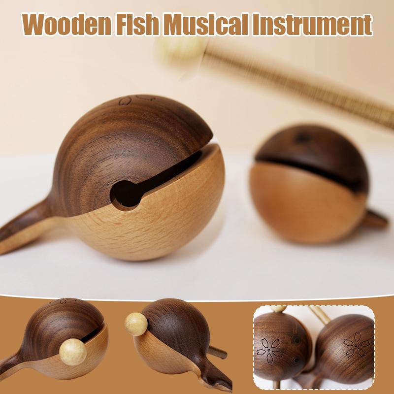 Wooden Fish Black Walnut Wood Drum Percussion Temple Zen Decoration Ornaments Monk Pray Knock On Musical Instruments Crafts