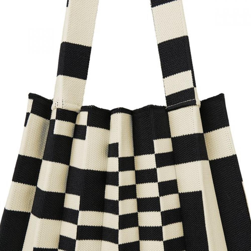 Pleatsmama Tote Bag Black Grid
