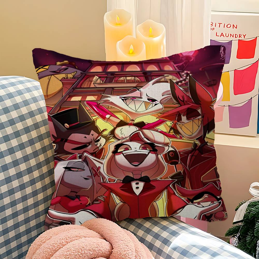 C-Charlie H-Hazbin Pillow Covers Cartoon Sofa Decorative Home Double-sided Printing Short Plush Cute Cushion Cover