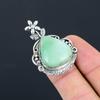 Natural Chrysoprase Gemstone 925 Silver Promise Flower Ring Size 7 For Girls