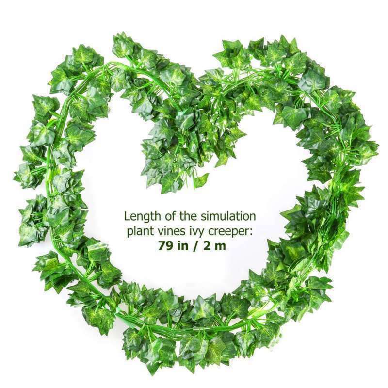 12 Stück Künstliche Efeu-Girlande Blätterranke Grünpflanze Pflanze Gartendekoration 12x2m