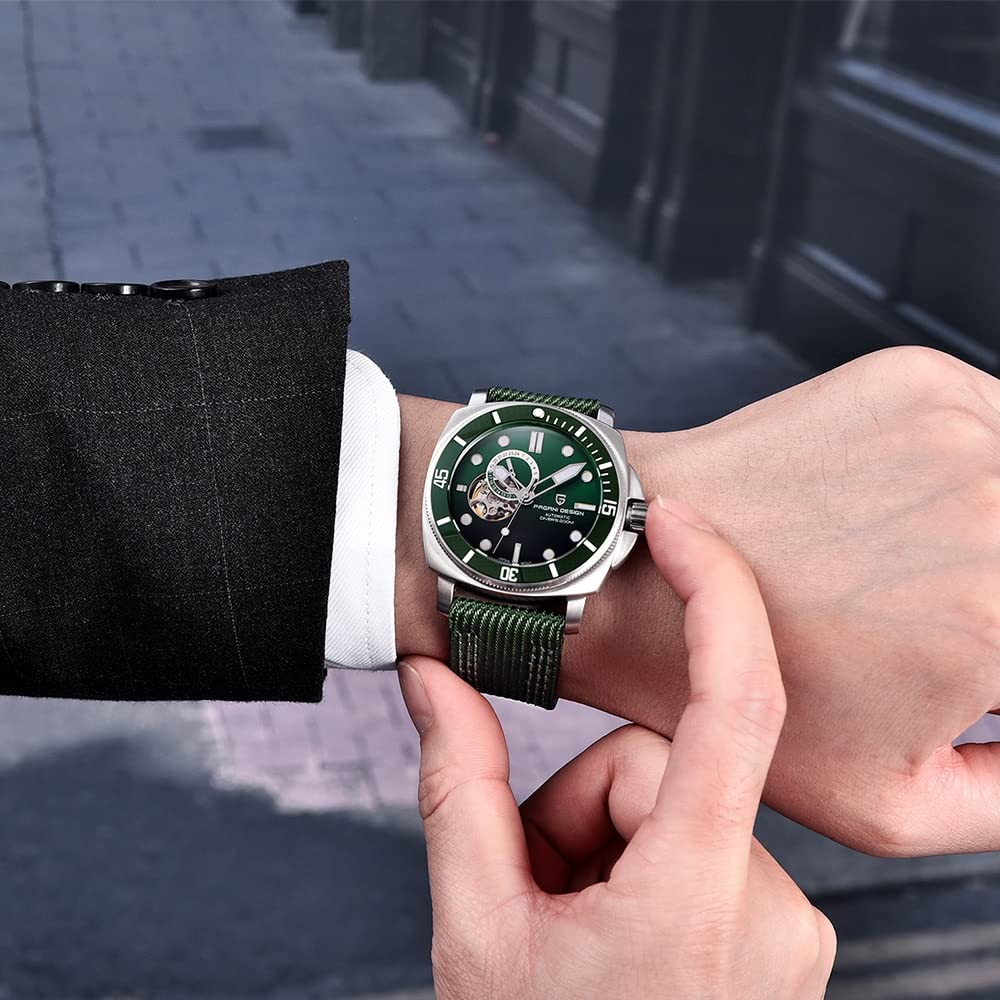 Pagani Design Made in Seiko NH35 Marina Militare Stainless Nylon Leather Sapphire Perfect for and PAGANI DESIGN Men's Watch, Japan, Movement,