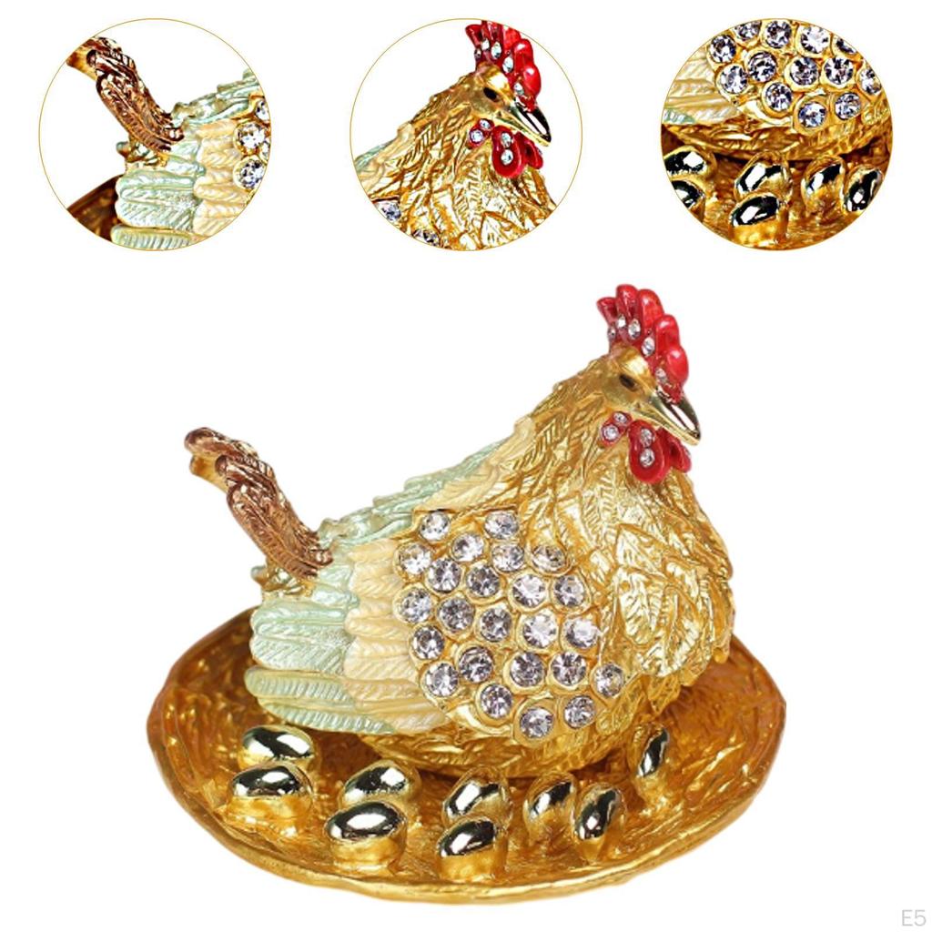 Chicken Figure Nist Hen Statue of Unique Classic Jewelry Organizer Chickens Ornament for Garden Home
