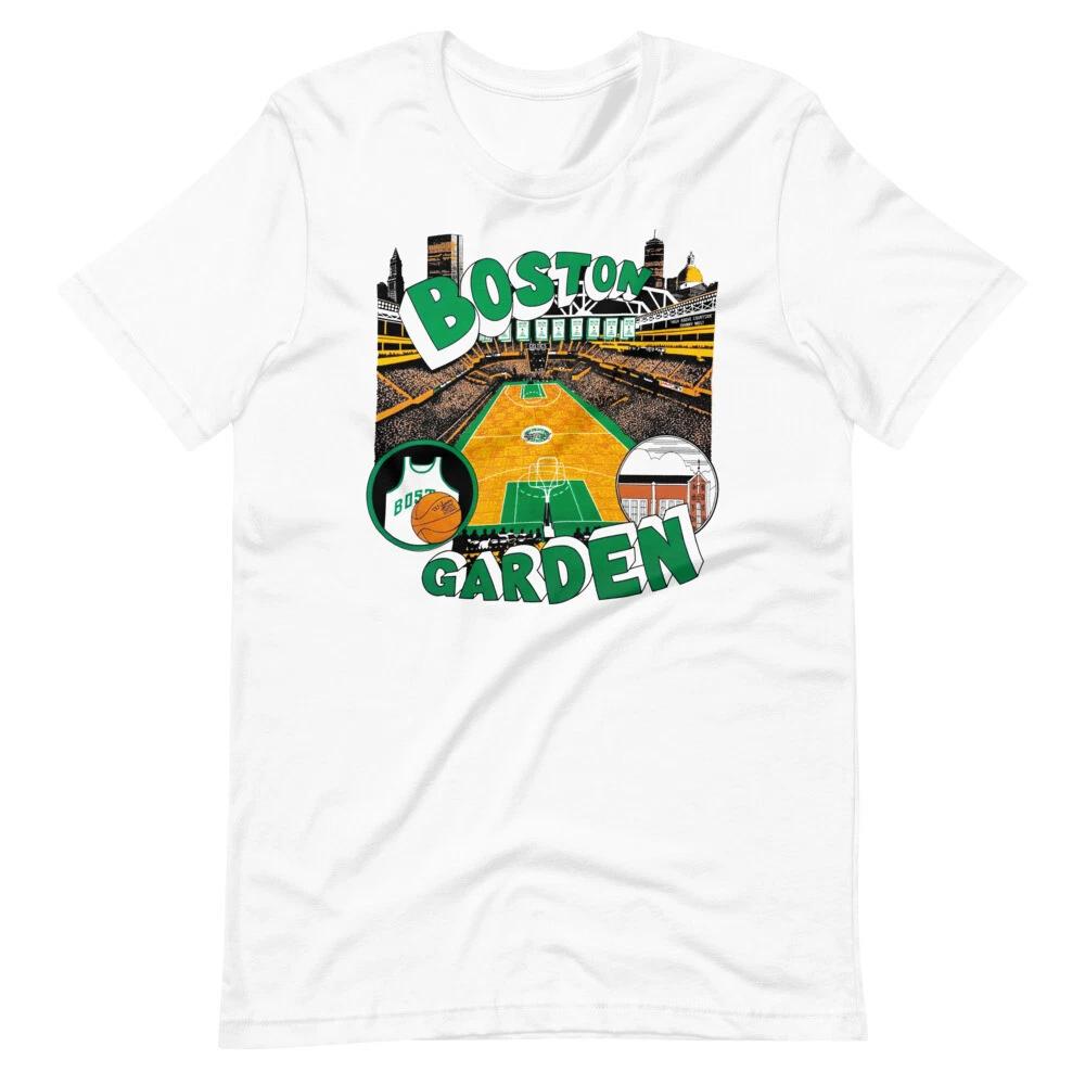 

BOSTON GARDEN Arena Basketball Stadium Court Tee Short-Sleeve Unisex 100% Cotton T-shirt Mens Tees Top S