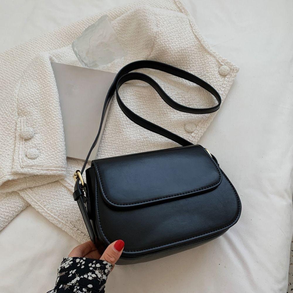 Leather PU Shoulder Bag Korean Style Women Crossbody Bag Simple Flap Crossbody Shoulder Bag  Ladies