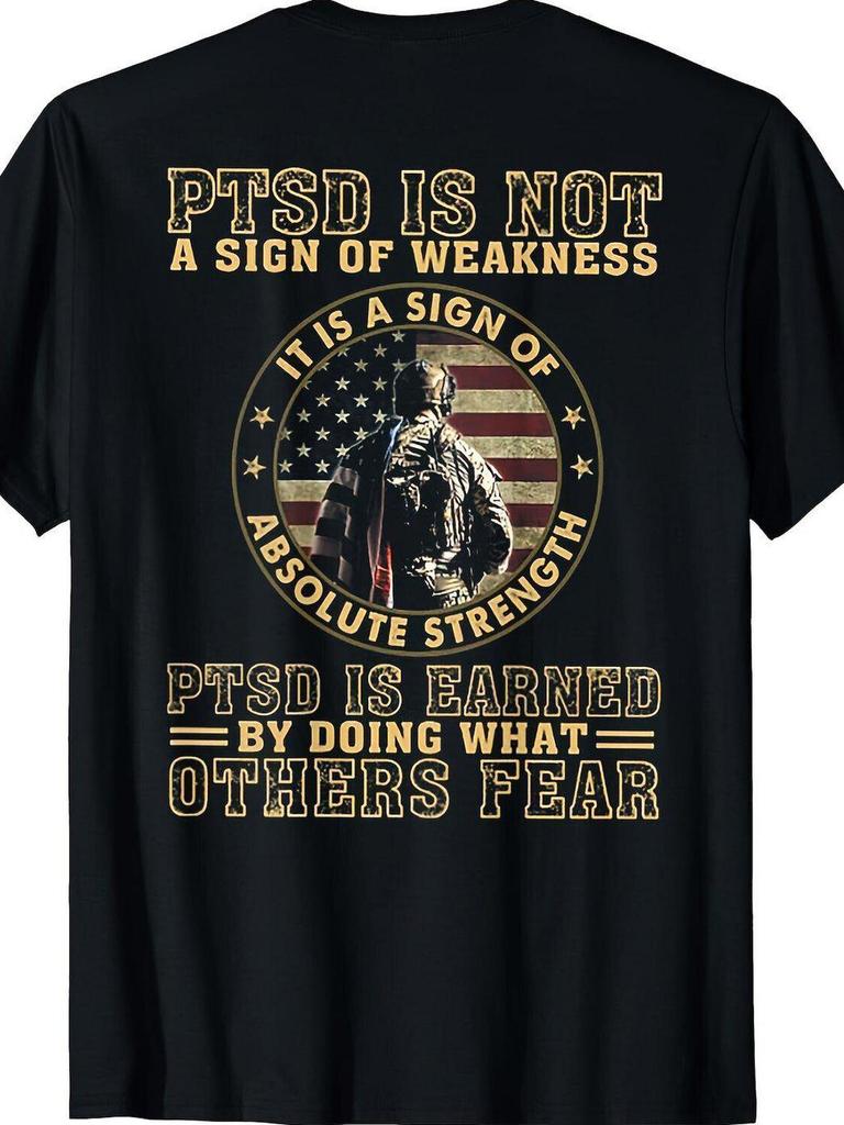 PTSD Is Not A Sign of Weakness T-Shirt Military-Inspired Mental Health Awareness Tee Dog Tag S