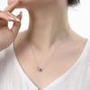 925 Silver Platinum Plated Bold Double Ring Women's Necklace