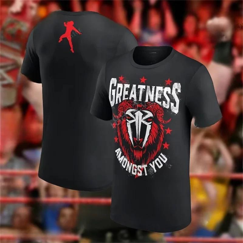 Roman Reigns Summer T Shirt Wrestling Round Neck Short Sleeved Tshirt Boxing Champion Gym Quick Drying Clothes Training Tee Tops