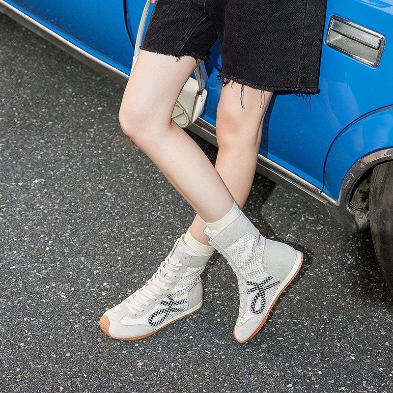 Wang Xiaodu inner heightening boxing shoes women's new versatile fashion casual breathable sports shoes high top