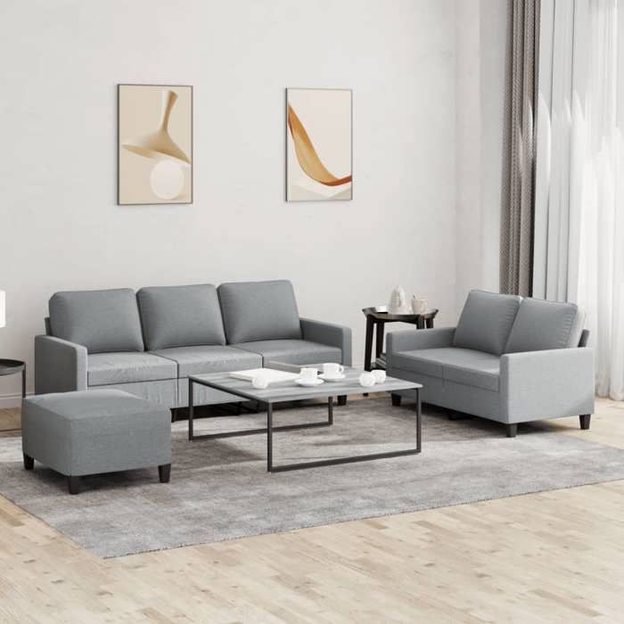 VidaXL Ensemble de Canapés avec Coussins 3 pcs, Canapés avec Accoudoirs et Dossier, Ensemble de Meubles avec Repose-pied 3201468