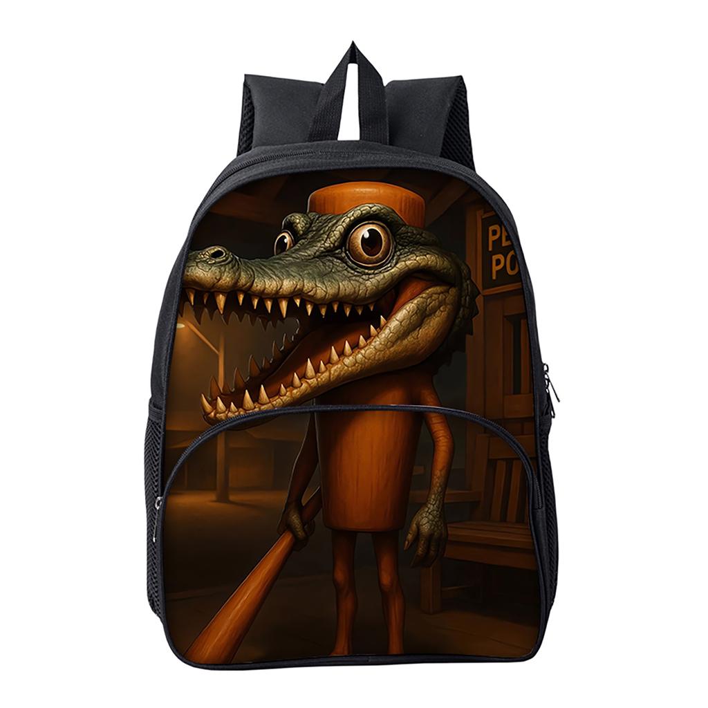 Hot Italian Brainrot Print Round Front Pocket Backpacks for Boy and Girls Best Gifts 2D Flat Cartoon School Bag for Children