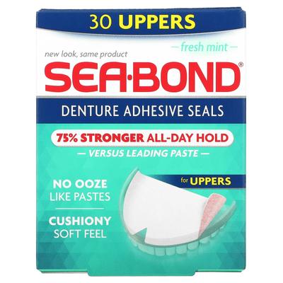SeaBond, Adhesive Seal for Dentures, Fresh Mint, 30 Uppers